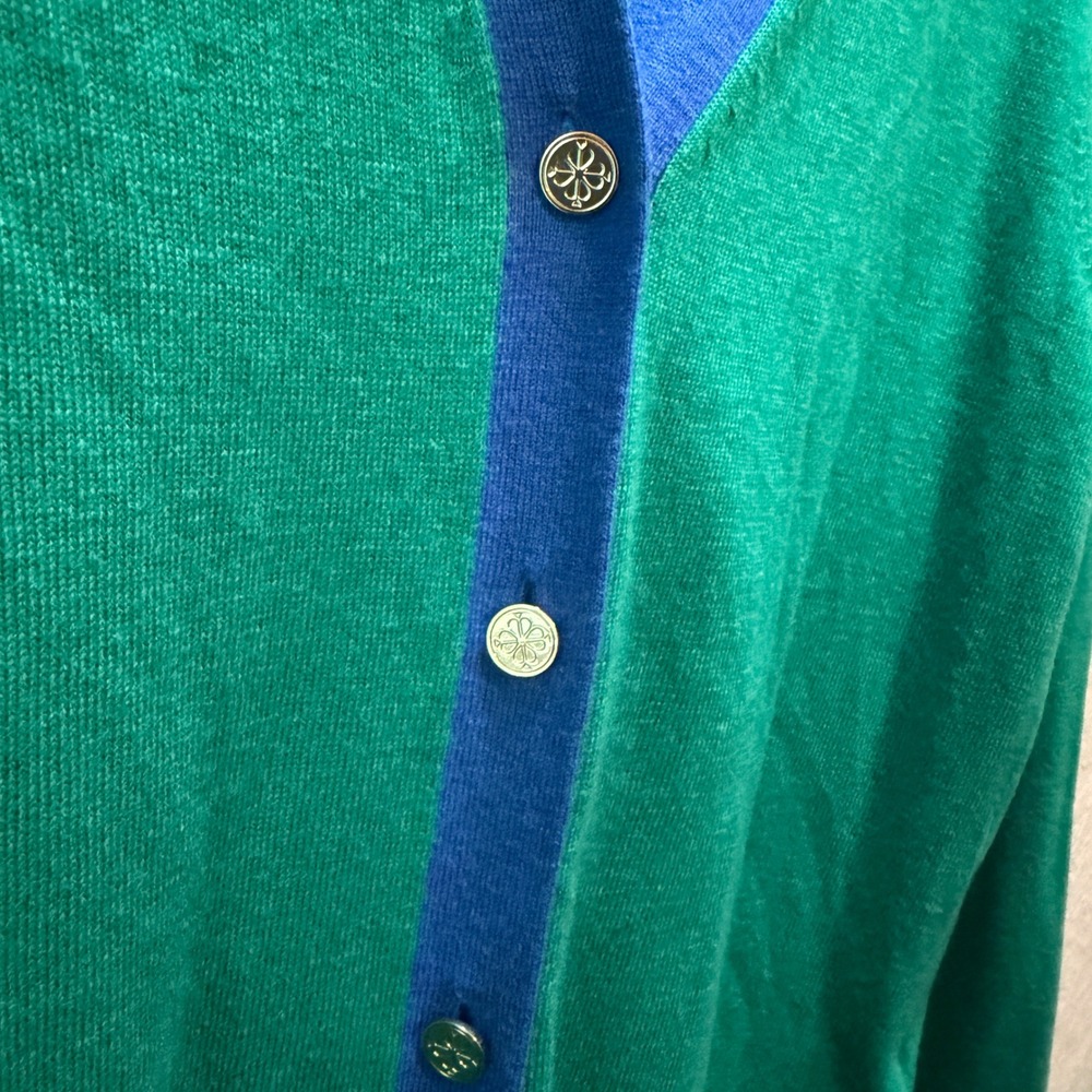 Kate Spade Colorblock Wool Blend Cardigan Medium Green Blue Preppy NJM00244 - Picture 4 of 7